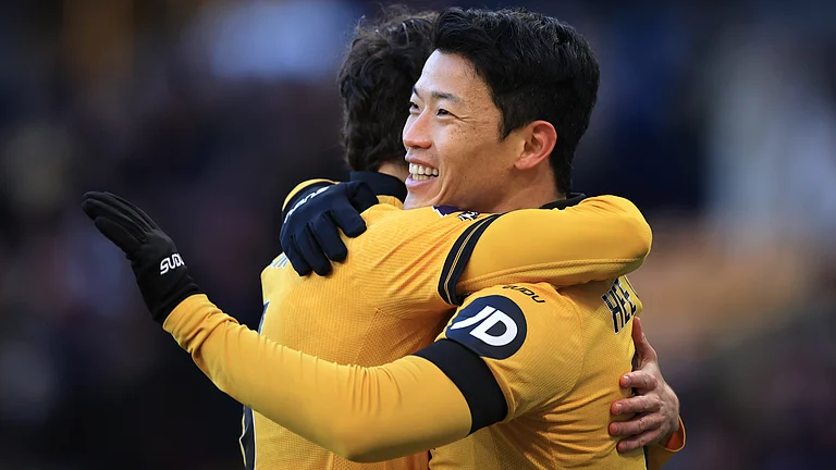 Hwang Hee-Chan celebrates after starring for Wolves at Molineux - null