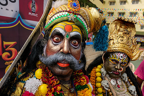 Artists perform at the 'Veedhi Virudhu Vizha' festival, which showcases traditional art forms as part of Pongal celebrations, in Chennai.