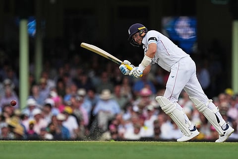 England's Joe Root bats during play on day one of the fifth and final Ashes cricket test between England and Australia in Sydney.