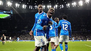 Brian Brobbey celebrates his goal against Tottenham