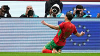| Photo: APMosa'ab Elshamy : Morocco's Brahim Abdelkader Diaz celebrates after scoring the opening goal during the Africa Cup of Nations round of 16 soccer match between Morocco and Tanzania in Rabat, Morocco, Sunday, Jan. 4, 2026.