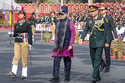 Vice President C. P. Radhakrishnan during his visit to the National Cadet Corps (NCC) Republic Day camp, in New Delhi.