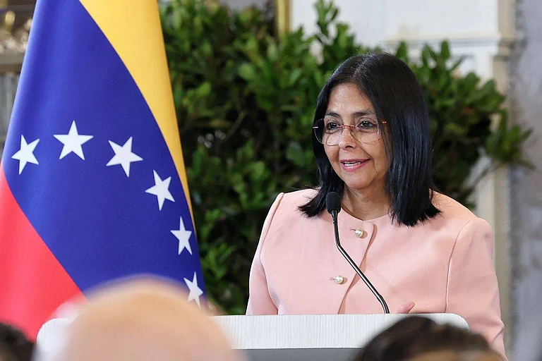 Venezuelan Vice President Delcy Rodriguez speaks at a meeting of the National Council for Sovereignty and Peace in Caracas, Venezuela, on Sept. 29, 2025.
- IMAGO / Xinhua