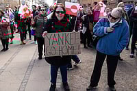 Trump’s Greenland Gambit Puts NATO To The Test IMAGO/Zuma Wire : A protester carries a placard that says YANKEE GO HOME! during a demonstration against the U.S. (Trump administration's) statements about wanting power over Kalaallit Nunaat Greenland, held in front of the American embassy. Copenhagen Denmark, April 6, 2025