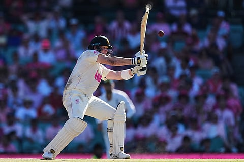 Australia's Steve Smith bats during play on day three of the fifth and final Ashes cricket test between England and Australia in Sydney.