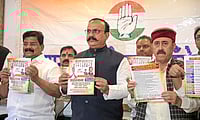 A Week before BMC Polls, Battle Of The Manifestos Heats Up SUNNY SHENDE : Maharashtra Congress President Harshwardhan Sapkal, centre, releases the party manifesto ahead of the BMC elections
