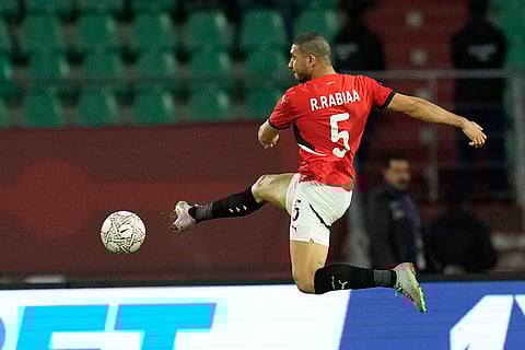 Egypt's Ramy Rabiaa controls the ball during the Africa Cup of Nations round of 16 soccer match between Egypt and Benin in Agadir, Morocco.