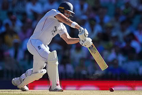 England's Jacob Bethell bats during play on day four of the fifth and final Ashes cricket test between England and Australia in Sydney.