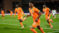 (AP Photo/Themba Hadebe) : Ivory Coast's Amad Diallo celebrates after scoring his sides first goal during the Africa Cup of Nations best of 16 soccer match between Ivory Coast and Burkina Faso in Marrakech, Morocco, Tuesday, Jan. 6, 2026. 