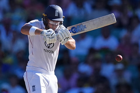 England's Jacob Bethell bats during play on day four of the fifth and final Ashes cricket test between England and Australia in Sydney.