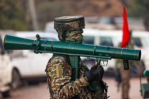 An army personnel during a cordon and search operation (CASO) in the forest area of Kamadh Nullah following an exchange of fire between security forces and terrorists, in Kathua district, Jammu and Kashmir.