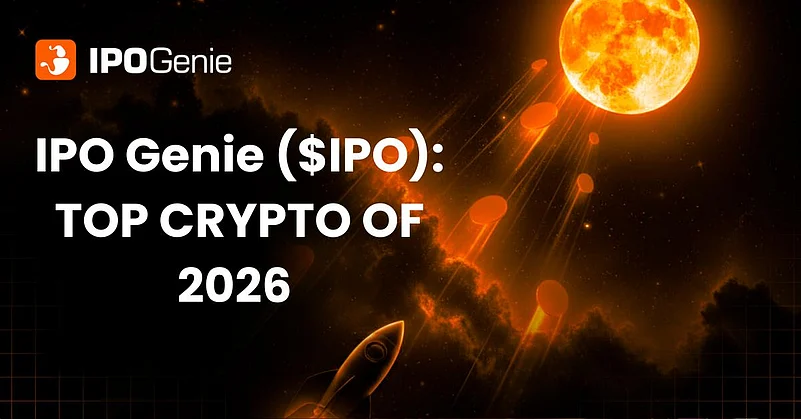 Ad for IPO Genie, with a rocket graphic, proclaiming it the Top crypto of 2026