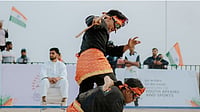 Special Arrangement  : Manipur's Sudhir Meetei (top) in Pencak Silat action at the Khelo India Beach Games 2026