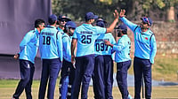 Vijay Hazare Trophy 2025-26, Round 7 Group C Wrap: Sarfaraz’s Fastest 50 In Vain As Punjab Pip Mumbai (PTI Photo) : Mumbai's Suryakumar Yadav with teammates celebrates during the Vijay Hazare Trophy 2025-26 cricket match between Mumbai and Punjab, at Jaipuria Cricket Academy in Jaipur, Thursday, Jan. 8, 2026.
