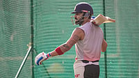 PTI : Virat Kohli during a practice session ahead of the first ODI match between India and New Zealand at Kotambi Stadium in Vadodara.