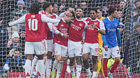 Portsmouth Vs Arsenal LIVE Score, FA Cup 3rd Round: Martinelli Hat-trick Seals Tie For Gunners At Fratton Park AP/Kin Cheung : Arsenal players celebrate after a goal during the FA Cup third round soccer match between Portsmouth and Arsenal in Portsmouth.