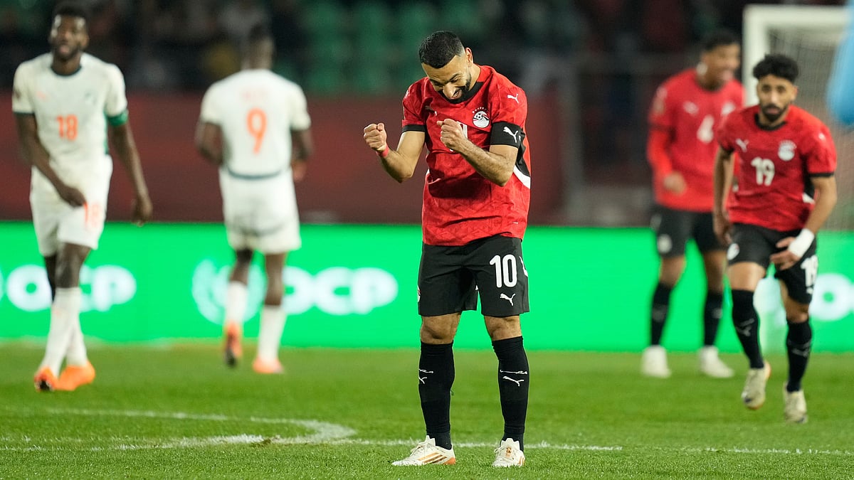 Egypt's Mohamed Salah celebrates at the end of the Africa Cup of Nations quarterfinal soccer match between Egypt and Ivory Coast, in Agadir, Morocco, Saturday, Jan. 10, 2026.  - | Photo: AP/Mosa'ab Elshamy