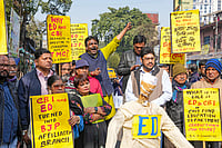 Day In Pics: January 10, 2026 | Photo: PTI/Swapan Mahapatra : Kolkata: Congress activists hold placards during a protest against the Central and State governments over the alleged misuse of central agencies, in Kolkata.