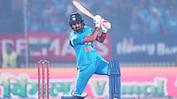 India Vs New Zealand Live Cricket Score, 1st ODI: KL Rahul Takes Men In Blue To Nervy Win | IND 306/6 (49) Photo: AP : KL Rahul plays a shot during the first ODI between India and New Zealand in Vadodara.