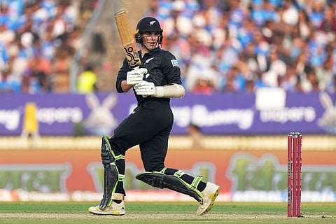 New Zealand's Kristian Clarke bats during the first One Day International cricket match between India and New Zealand in Vadodara, India.