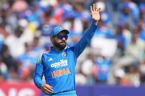 India's Virat Kohli gestures in the field during the first One Day International cricket match between India and New Zealand in Vadodara, India.