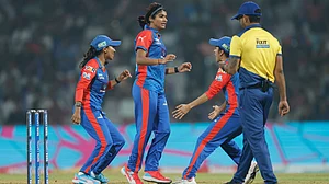 | Photo: wplt20 : Delhi Capitals' Nandini Sharma celebrates a wicket during the Women's Premier League match against Mumbai Indians on January 10, 2026.