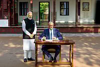PTI : PM Modi, German Chancellor Merz at Sabarmati Ashram