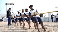 KIBG 2026 : Akshay Patil (in front) during the Khelo India Beach Games..