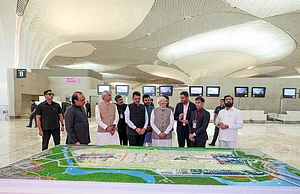 Imago/ANI : PM Modi inaugurates Navi Mumbai International Airport Thane. The airport by Adani Airport Holdings Limited is an example amongst many of India's quiet privatisation