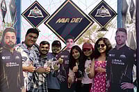 | Photo: Gujarat Titans : Fans turn up in numbers at the Gujarat Titans' fan engagement zone in Ahmedabad on the occasion of International Kite Day.