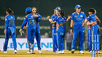 PTI : Mumbai Indians' players celebrate after winning the Women's Premier League match against Delhi Capitals, at the DY Patil Stadium, in Navi Mumbai