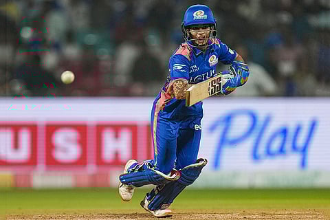 Mumbai Indians' Amanjot Kaur plays a shot during the Women's Premier League (WPL) 2026 T20 cricket match between Gujarat Giants and Mumbai Indians, at the DY Patil Stadium, in Navi Mumbai.