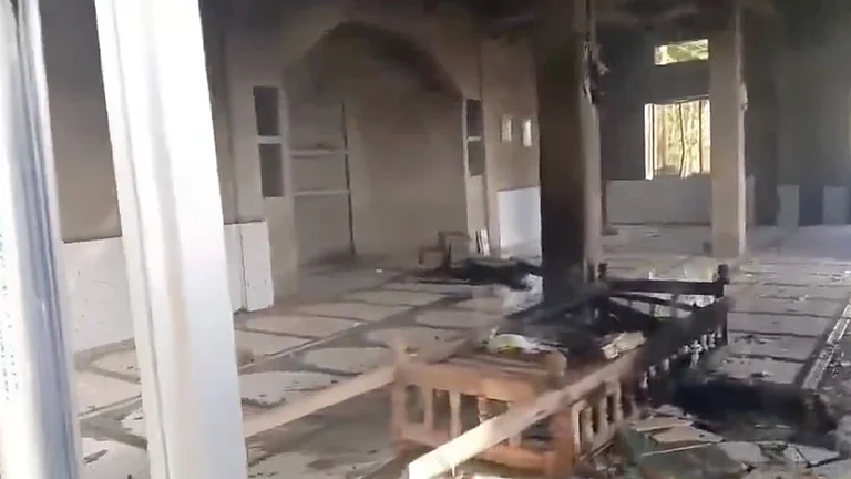 Video screengrab showing inside of a mosque in the aftermath of communal violence - Source: X