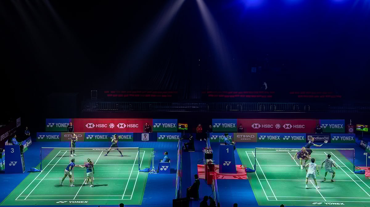 Athletes compete at the India Open 2026 badminton tournament, in New Delhi. - PTI