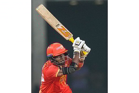 Gujarat Giants' Bharti Fulmali plays a shot during the Women's Premier League (WPL) 2026 T20 cricket match between Gujarat Giants and Mumbai Indians, at the DY Patil Stadium, in Navi Mumbai.