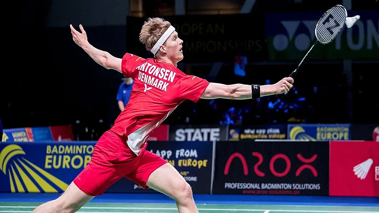 Denmark’s Anders Antonsen in action. - File