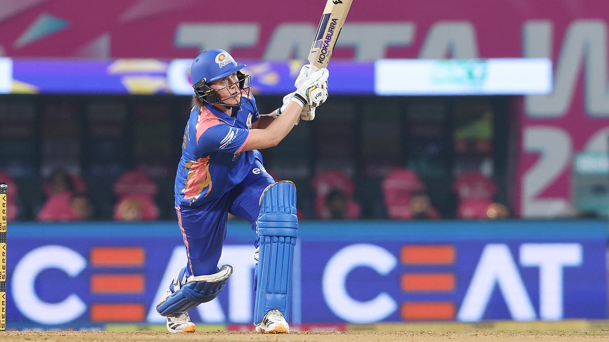 Mumbai Indians' Nat Sciver-Brunt in action during the Women's Premier League match against UP Warriorz on January 15, 2026. - | Photo: X/wplt20