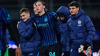 Serie A Matchday 21 Preview: Inter Milan Title Favourites At Halfway Mark | Photo: AP/Luca Bruno : Inter Milan's Francesco Pio Esposito, centre, reacts with his teammates at the end of the Serie A soccer match between Inter Milan and Lecce in Milan, Italy, Wednesday, Jan. 14, 2026.