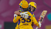 | Photo: PTI/Kunal Patil : UP Warriorz' Harleen Deol celebrates with teammate Chloe Tryon after her half century during the Women's Premier League (WPL) 2026 T20 cricket match between Mumbai Indians and UP Warriorz, at the DY Patil Stadium, in Navi Mumbai, Thursday, Jan. 15, 2025.