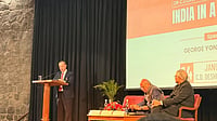Mrinalini Dhyani : Former Singapore foreign minister George Yong-Boon Yeo, Ambassador Shyam Saran and Shri K. N. Shrivastava at Indian International Centre. 