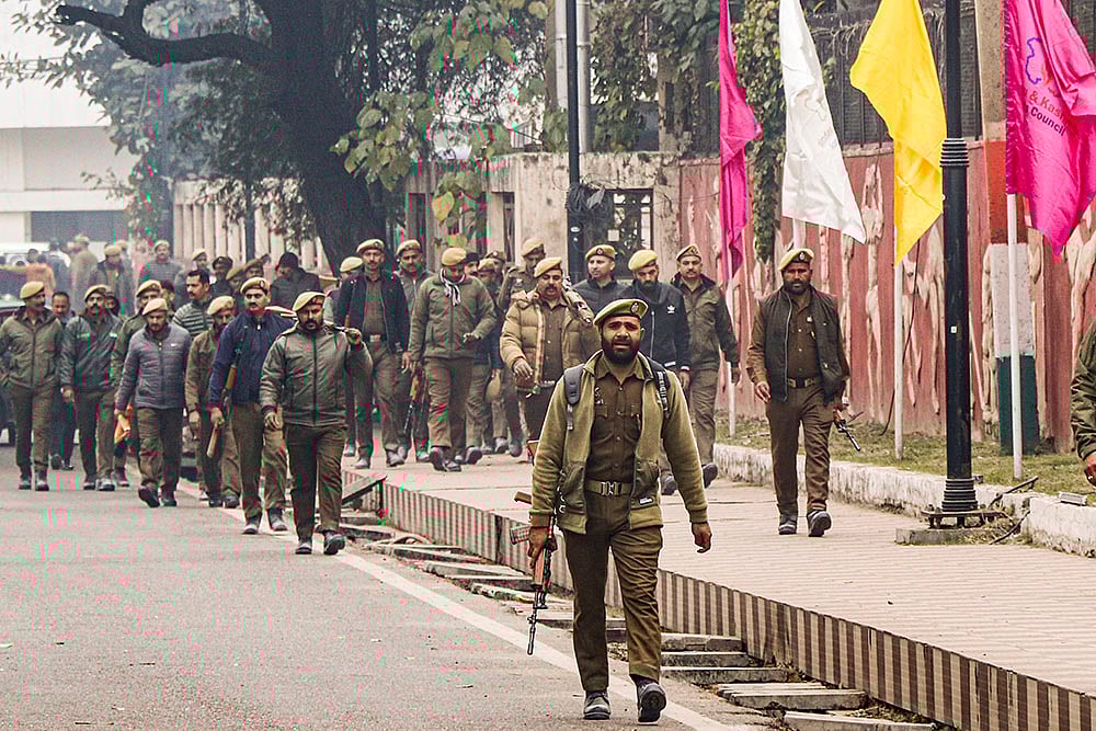 Security at Maulana Azad Stadium in Jammu