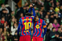Racing Santander 0-2 Barcelona, Copa Del Rey 2025-26: Catalans Move Step Closer To Title Defense | Photo: AP/Miguel Oses : Barcelona's Lamine Yamal, left, celebrates after scoring his side's second goal with his teammate Barcelona's Raphinha during the Copa del Rey round of 16 soccer match between Racing Santander and Barcelona, in Santander, Spain.