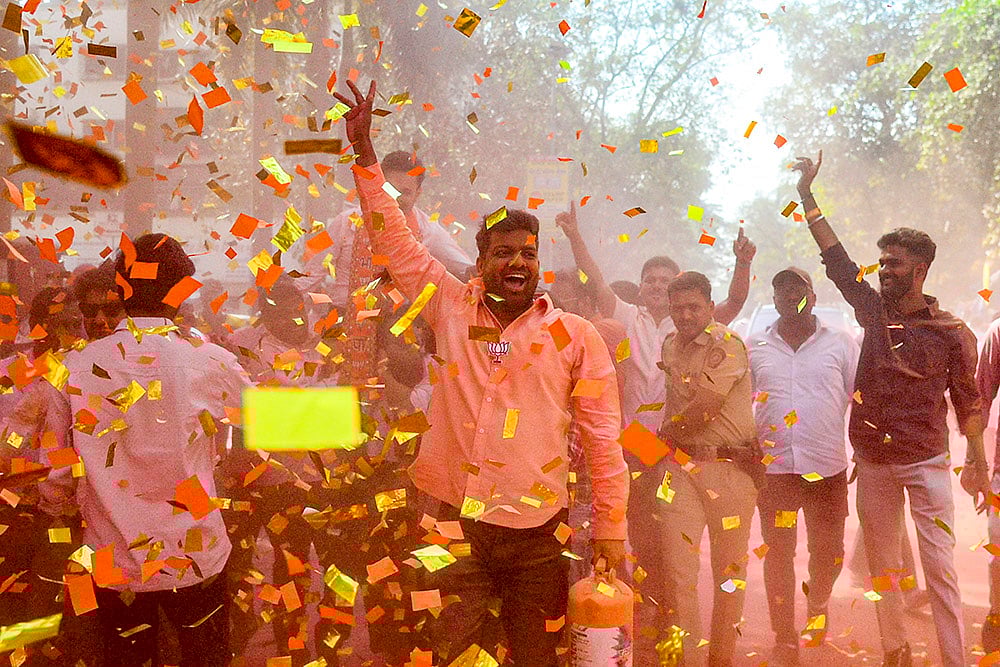 Maha civic body polls: BJP celebration in Navi Mumbai