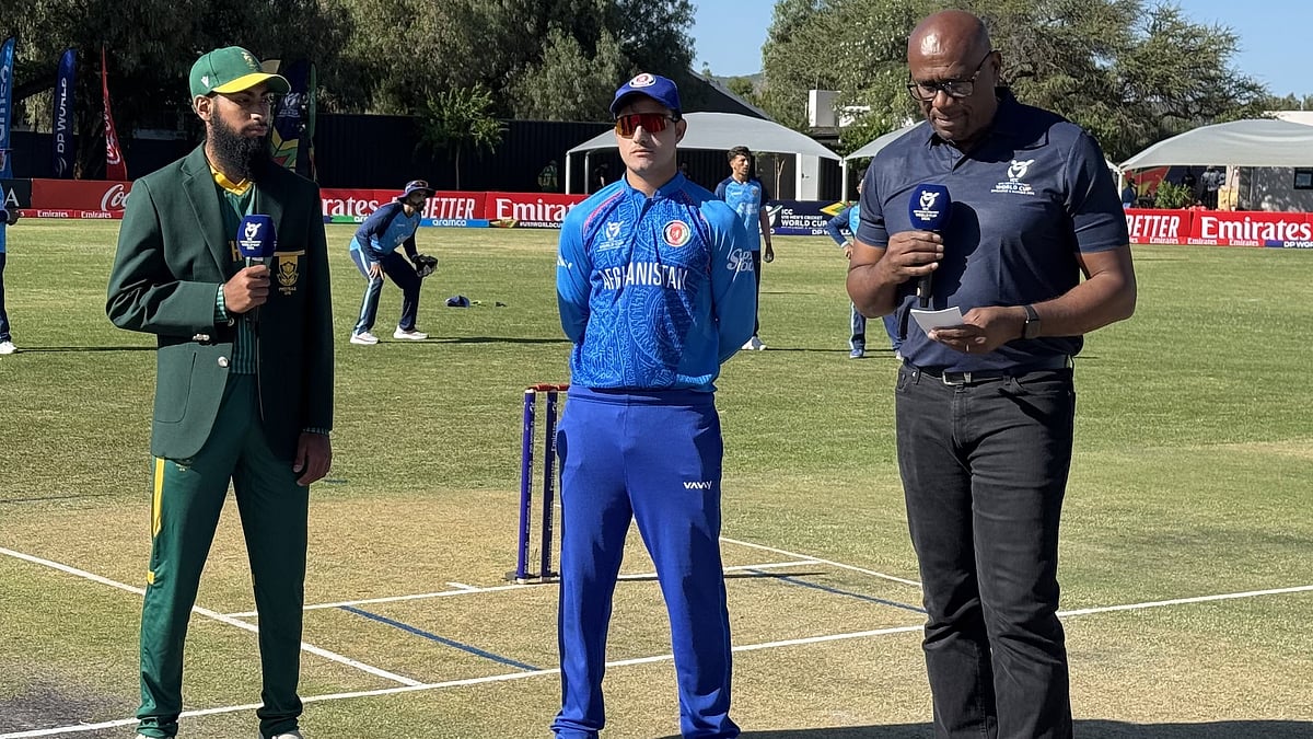 Captains at the toss for game 6 of ICC Under-19 World Cup 2026 between Afghanistan and South Africa in Windhoek. - X/Afghanistan Cricket Board
