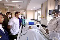 Rahul Gandhi Blames Government Over Indore Water Deaths, Questions ‘Smart City’ Model (@INCIndia/X via PTI Photo) : In this image posted on Jan. 17, 2026, LoP in the Lok Sabha and Congress leader Rahul Gandhi meets a patient undergoing treatment after alleged consumption of contaminated water, at Bombay Hospital, in Indore.