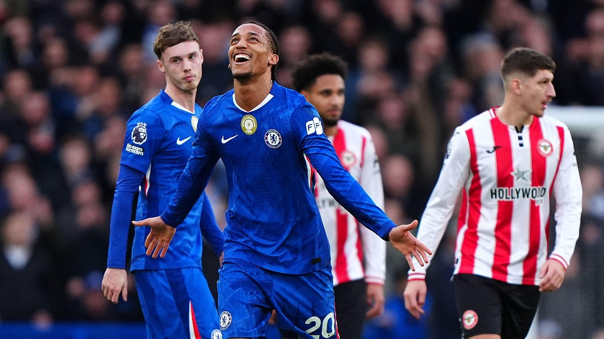 Chelsea's Joao Pedro celebrates scoring during the English Premier League soccer match between Chelsea and Brentford in London, Saturday Jan. 17, 2026. - (Bradley Collyer/PA via AP)