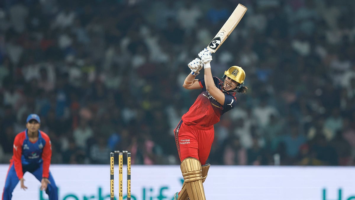 RCB captain Smriti Mandhana in action against DC in their WPL encounter. - WPL