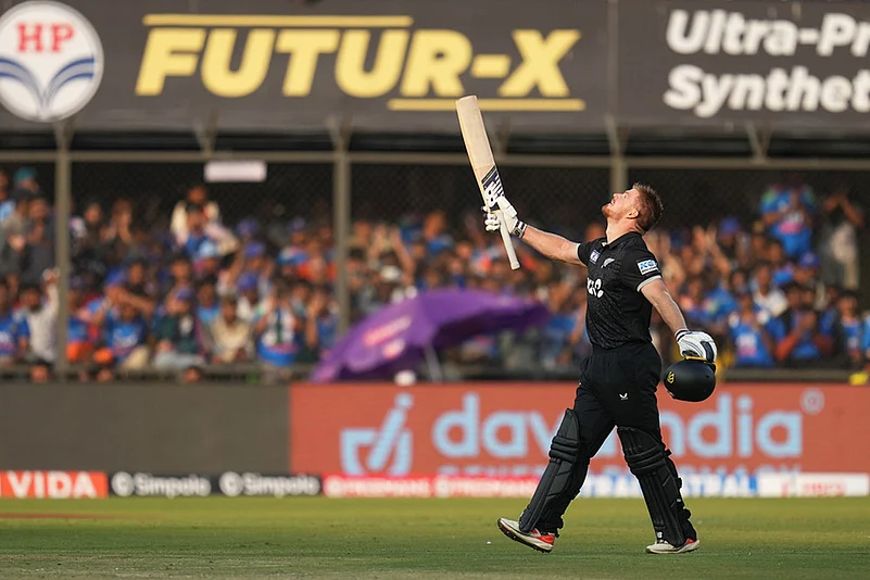 New Zealands Glenn Phillips celebrates his century