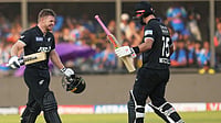 India Vs New Zealand, 3rd ODI: Mitchell, Phillips Hundreds Lift Black Caps To 337 For 8 AP : New Zealand's Glenn Phillips, left, walks towards batting partner Daryl Mitchell to celebrate his century during the third One Day International cricket match between India and New Zealand in Indore