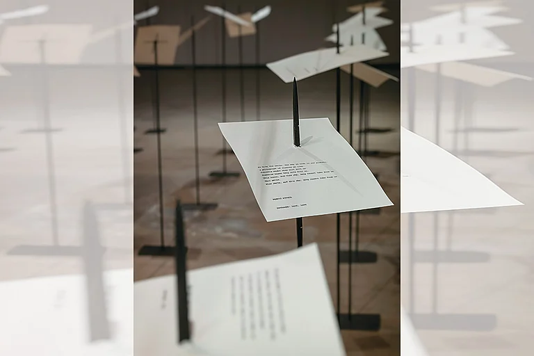 For, In Your Tongue, I Cannot Fit Artwork by Shilpa Gupta - | Photo Courtesy: Pat verbruggen & Chemould Prescott Road